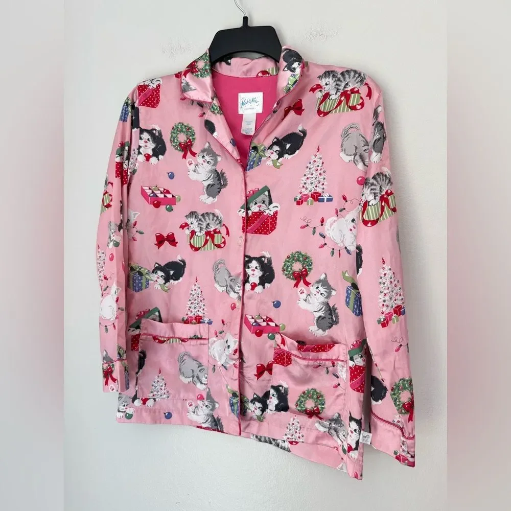 Nick and Nora Christmas Cats Pajama Top - Girls Large